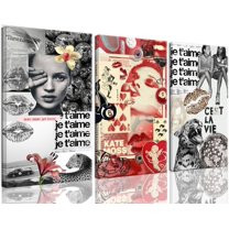 Hieng Retro Fashion Wall Art New York Collage Poster Canvas Print Set of 3 90s Luxury Vintage Leopard shuffle Painting Artwork Girl Magazine Picture Dorm Decor Living Room Bedroom Bathroom