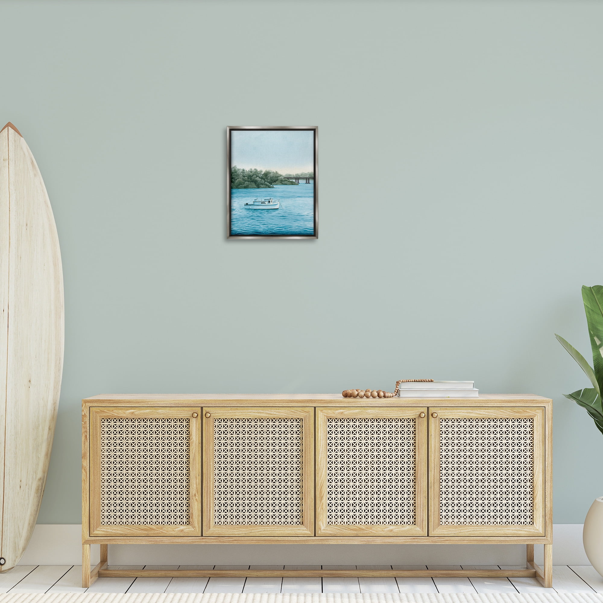 Stupell Industries Traditional Boating Seascape Transportation Photography Gray Floater Framed Canvas Art Print Wall Art, 17 x 21