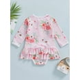thumbnail image 4 of Bagilaanoe 6M-4T Baby Girl One Piece Swimsuits Kids Zipper Rush Guard Swimshirts Quick Dry Long Sleeve Swim Shirt Toddler Swimwear Bathing Suit Ruffled Beachwear, 4 of 8