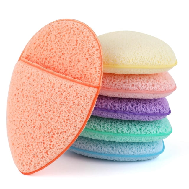 Juego de 6 esponjas faciales de limpieza, esponjas faciales coloridas para lavado de cara, almohadillas exfoliantes reutilizables para limpieza diaria