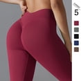 thumbnail image 2 of SKQIT Seamless Knit Solid Color V-Waist High Elastic Booty Lifting Yoga Leggings - Running & Fitness Wear for Women, 2 of 8