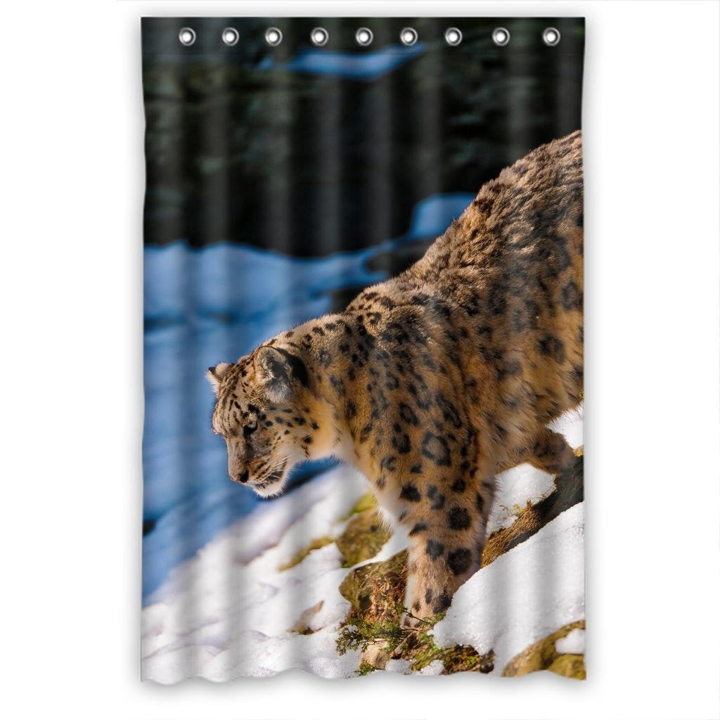Ganma Goaging Leopard Shower Curtain Polyester Fabric Bathroom 48x72 Inches