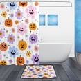 thumbnail image 2 of Bathroom Sets Curtain and Rug Sets 23.6x15.7 in Non-Slip Mat and 66x72 in Shower Curtain for Home Bath Dcor Flowers and Smiling Pumpkins, 2 of 7