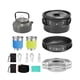 thumbnail image 3 of Kit de utensilios de cocina para acampar, juego de cocina para acampar con asa plegable y paño de limpieza, olla, sartén y hervidor para mochileros. negro, 3 of 7