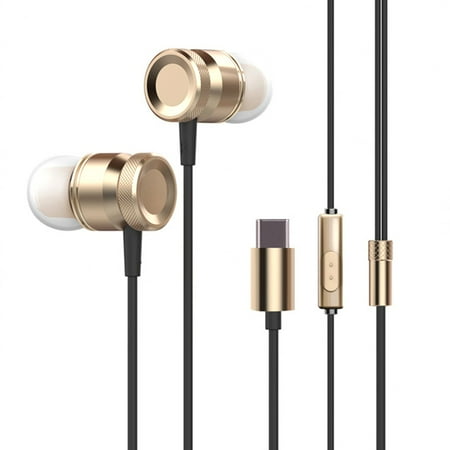 - USB Type-C In-Ear Wired Metal Earphone Headset USB-C Earphone Earbuds In-line Control w/ Mic for Xiaomi 6 Note 3 MIX 2 Letv LeEco Le 2 3 Smartisan Pro Pro 2 Gold