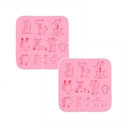 

2PCS Cake Mold Ice Biscuit Cutter Cookie Silicone Pancake Chocolate Cartoon Key Cute Animals Cats And Dogs A Variety Of Liquid Molds Point Baking Fondant