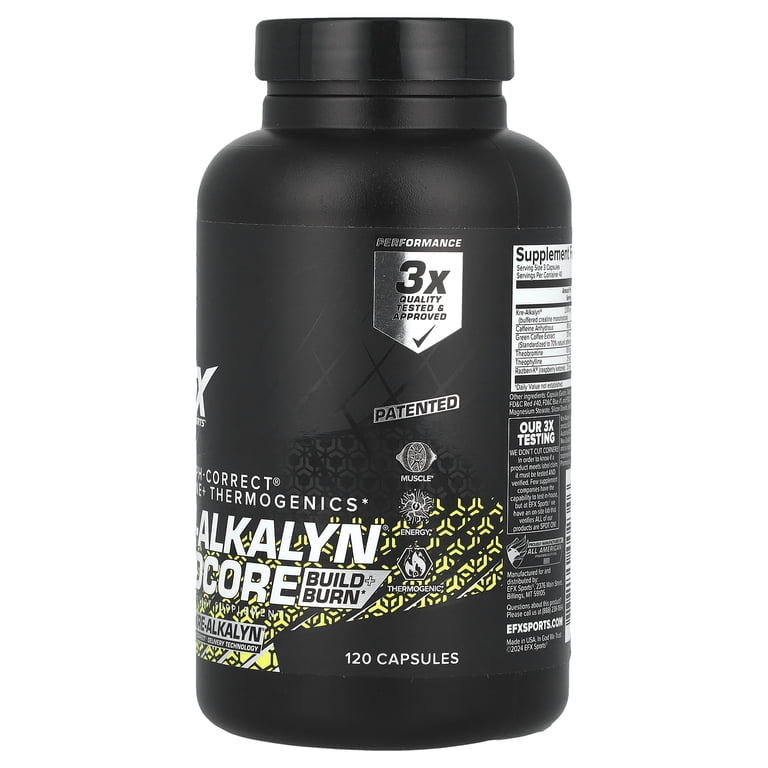All American EFX Kre-Alkalyn Hardcore Pre-Workout Capsules, Fat