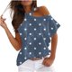 thumbnail image 2 of Fiudx Ofertas Flash Del Día Solo En Línea Mujer Verano Cuello Redondo Manga Corta Estampado Sin Tirantes Camiseta Tops Blusas, 2 of 5