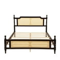 thumbnail image 6 of Gzxs Platform Bed, Queen Size Pine Wood Bed Frame with Rattan Decorated Headboard and Footboard, Easy Assembly, Espresso, 6 of 9