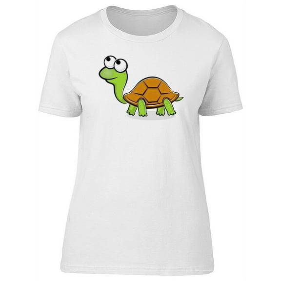 Cute Funny Turtle Cartoon T-Shirt Women -Image by Shutterstock, Female Medium
