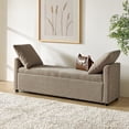 thumbnail image 3 of 59" Storage Bench Upholstered Bed End Foot Stool 2 Throw Pillows Bedroom Entryway Living Room Brown, 3 of 9