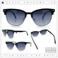thumbnail image 2 of Classic Half Rim Round Horned High Temple Rectangular Sunglasses Black Silver - Smoke, 2 of 7