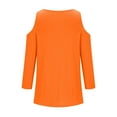 thumbnail image 6 of Women 3/4 Sleeve V Neck Shirts Knotted Cold Shoulder Tunic Tops Solid Color Comfy Fall Summer Tees Tshirts (L, Orange), 6 of 7