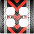 thumbnail image 3 of Metal Light Switch Plate Cover Black Red Metal V Crosshatch MET024, 3 of 13