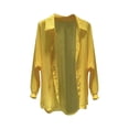 thumbnail image 4 of Vinsonshop Women's Lightweight Sheer Chiffon Blouse Long Sleeve Button Down Loose Fit Casual Summer Shirt Oversized Flowy Solid Color Work Top Yellow L, 4 of 4