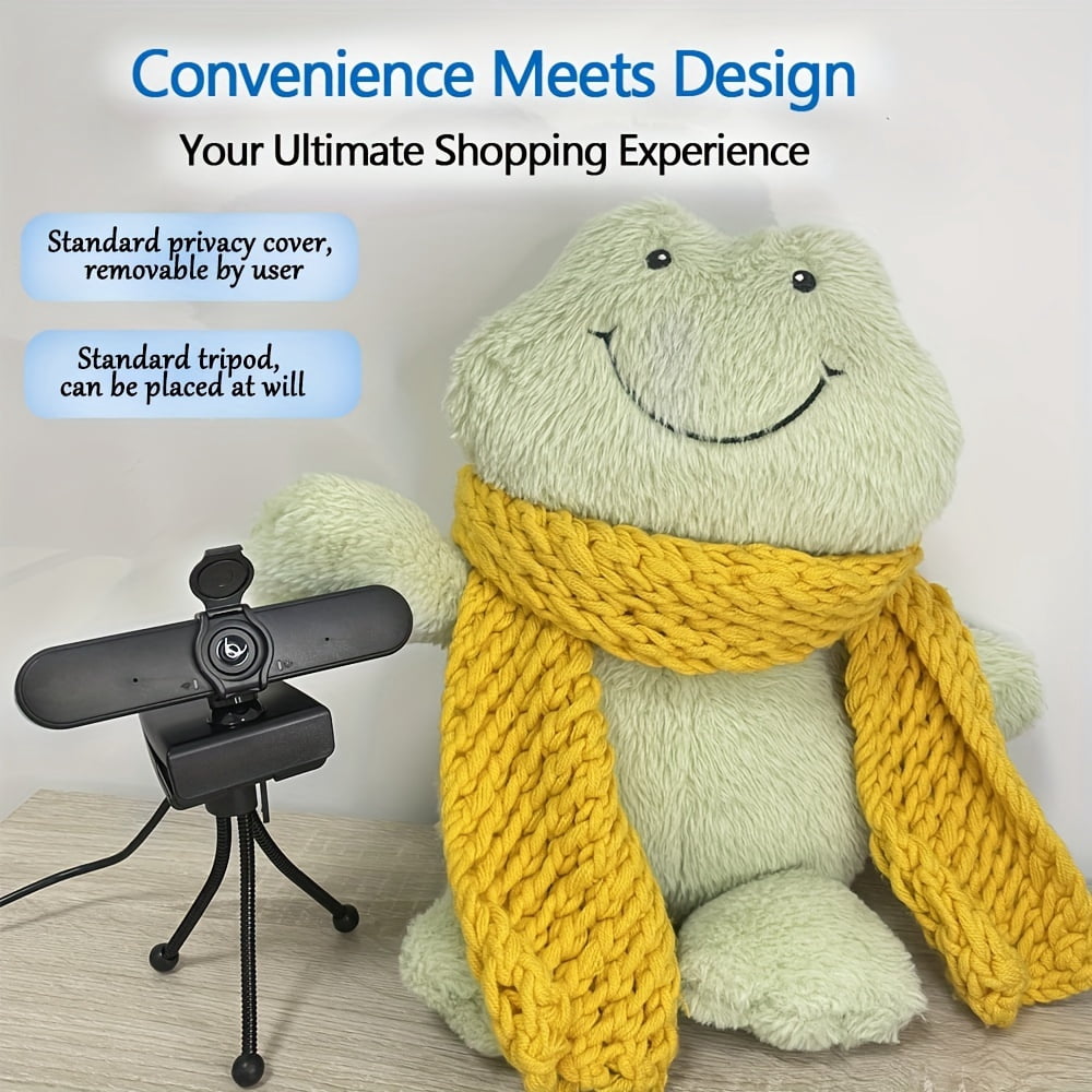 1080P USB Webcam with Privacy Cover, Tripod, WideAngle, 360° Rotation,  and Play for Zoom, Streaming, Video Calls