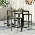 thumbnail image 2 of GDF Studio Arath Outdoor Modern Industrial Acacia Wood 5 Piece Bar Set, Gray and Black, 2 of 14