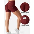thumbnail image 4 of Pantalones cortos de entrenamiento YEOREO Scrunch con bolsillos para mujer, color burdeos, 4 of 6