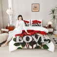 thumbnail image 4 of Castle Fairy Red Floral Rose Queen Comforter Set,Romantic Flowers Bedding Comforter Set, 4 of 8