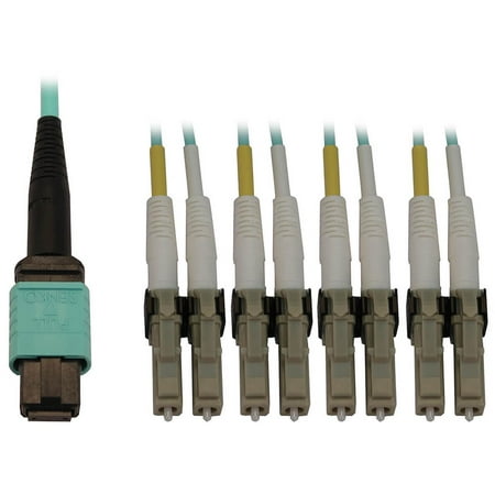 UPC: 0037332272959 | Tripp Lite Switchable Fiber Patch Cable 50/125 OM3 MTP/MPO to 4x Duplex LC (F/M) 12 Fiber 40/100/400GbE LSZH Jacket Aqua 1 Meter / 3.3 Feet (N844X-01M-8L-P)