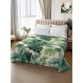 thumbnail image 2 of King Flat Sheet 105"x98", Green Palm Leaf Soft Lightweight Bedding Flat Sheets Only, Summer Leaves Watercolor Brushed Microfiber Top Bed Sheet, Breathable StainResistant Bedsheets, 2 of 9