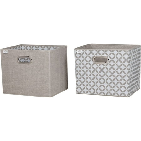 Large White Wicker Basket With Handle South Shore Storit Fabric Storage Baskets with Pattern, 2-Pack, Taupe, Multiple Patterns ()