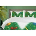 thumbnail image 4 of Ambesonne Christmas Alphabet Duvet Cover Set, Letter M Noel, 2-Calking, White Green and Mustard, 4 of 7