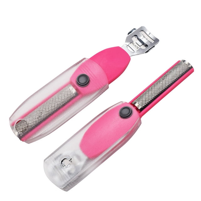 Removedor profesional de callos en los pies con funda deslizante de seguridad - Herramienta 2 en 1 para exfoliación de piel muerta y callos en los talones