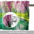 thumbnail image 6 of Pink Flower Tree Valance Curtain for Windows Small Boat Oil Painting Spring Plant Rod Pocket Curtain Valances Short Window Treatments Panels for Kitchen Bathroom Laundry Room Basement 60 x 18 Inch, 6 of 9