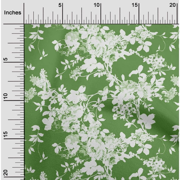 oneOone Polyester Spandex Green Fabric Florals Fabric For Sewing Printed Craft Fabric By The Yard 56 Inch Wide-VKA