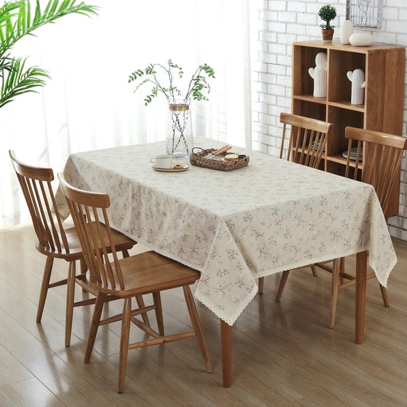 Enova Home 54"x 80 " Green Grass Simple Rectangle Cotton and Linen Tablecloth Decorative