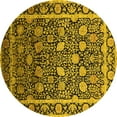 thumbnail image 1 of Ahgly Company Machine Washable Indoor Round Oriental Yellow Industrial Area Rugs, 5' Round, 1 of 4