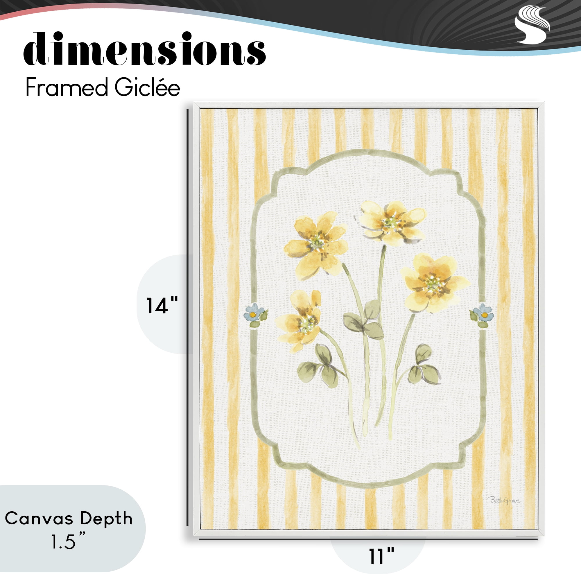 Stupell Industries Sweet Honey Flowers White Framed Giclee Art, design by Beth Grove