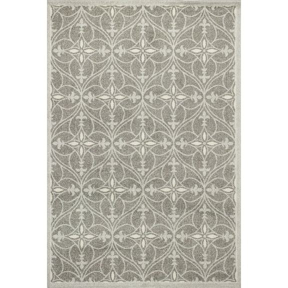 7' x 11' Grey Geometric Trellis UV Treated Indoor Area Rug