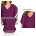 thumbnail image 4 of Top de gasa,Top de gasa suelto Top de gasa suelto con volantes Camisa de gasa para mujer Rendimiento sólido, 4 of 6