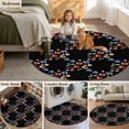 thumbnail image 3 of Round Rug 5ft Area Rug, Spring Blueberry Cherry Flowers Leaves Area Rugs for Living Room Bedroom, Plants on Black Floor Mat Non-Slip Non-Shedding Carpet Indoor Accent Rugs, 3 of 9