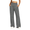 thumbnail image 2 of Khunlpohl Casual Yoga Pants for Womens Elastic High Waist Straight Legs Long Trousers Loose Lightweight Workout Pant with Pockets, 2 of 9