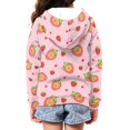 thumbnail image 4 of chaqlin Capybara Hoodies for Teen Girls Trendy Y2K Full-Zip Hoodie Strawberry Long Sleeve Sweatshirts Kids Hooded Jacket with Pockets Fall Winter Clothes, 4 of 7