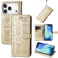 thumbnail image 2 of Funda Cartera FOXDOCK para iPhone 17 Pro Max , Flip PU con Relieve de Gatos y Perros, Tarjetero y Soporte, 2 of 6