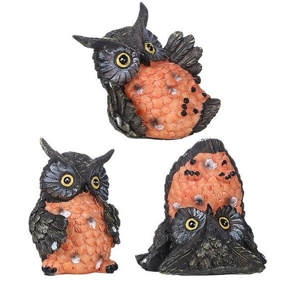 Halloween Decorations Owl Decor Figurines - Set of 3 Animal Wise Owl Figurines for Home Decorations, Halloween Owl Statue Collectible Figurines Home Decor for Garden Party Porches Yard Lawn