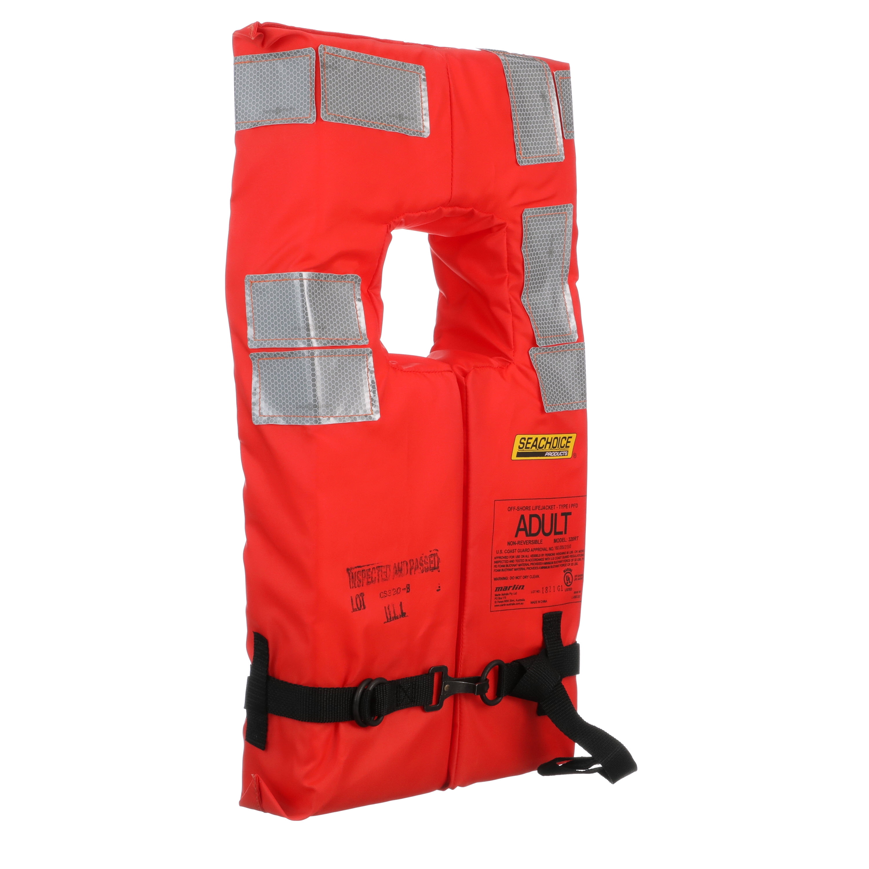 Seachoice USCG Type I Adult Life Jacket, Polyester Flouro Orange