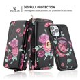 thumbnail image 2 of SaniMore Magnetic Detachable Wallet Case for iPhone 13 Pro Max, Flower Pattern RFID Blocking Cover Support Wireless Charging Card Slot Shoulder & Wrist Strap 360° Full Protective Shell, Black, 2 of 13