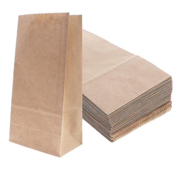 Bolsa de papel Kraft para alimentos de 100 Uds., bolsa de embalaje de fondo cuadrado, contenedor de papel práctico, bolsa de embalaje para llevar para tienda, restaurante (18x9x5,5 cm) kaili Sencillez