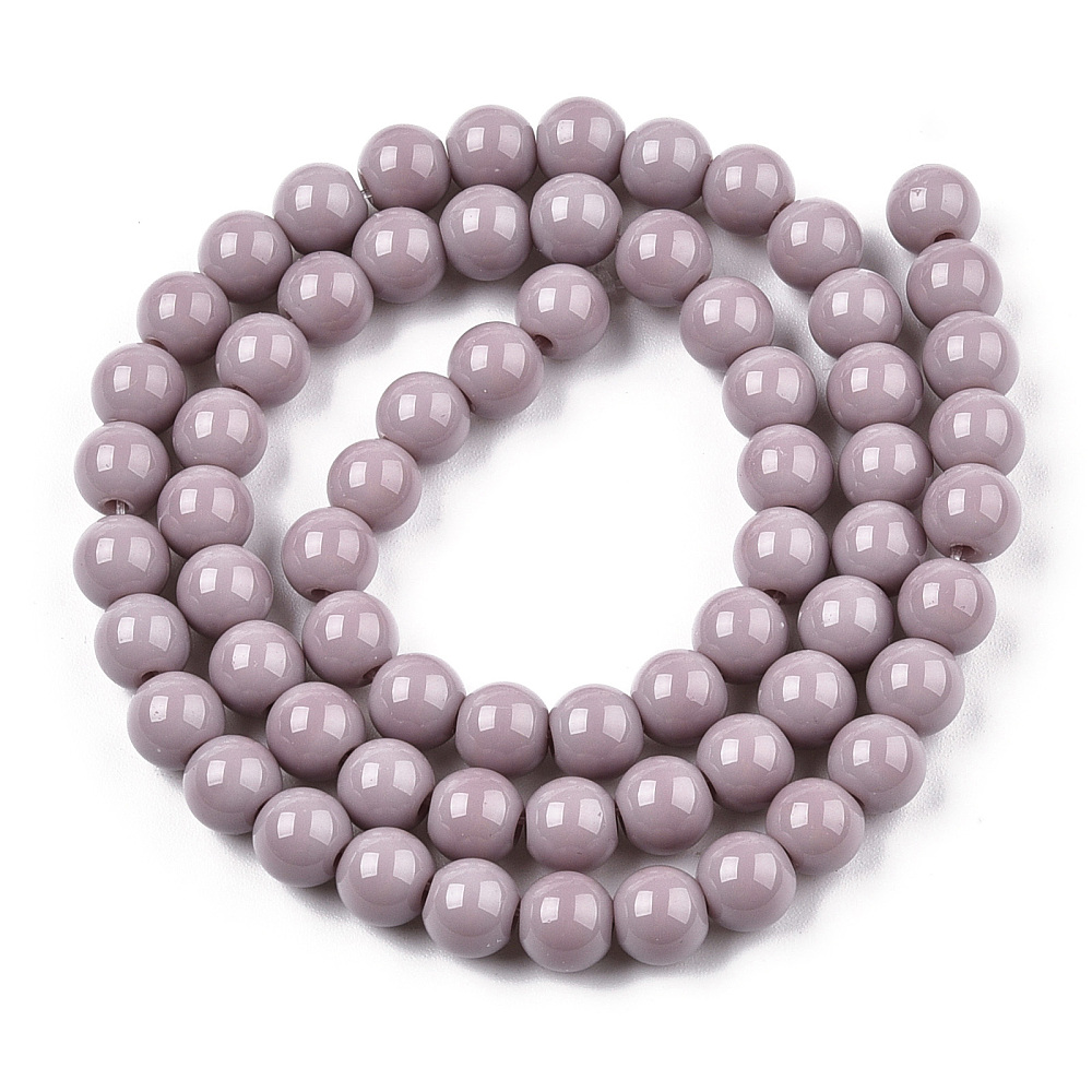 Opaque Solid Color Glass Beads Strands Round Rosy Brown 6~6.5mm Hole: 1.4mm about 67~70pcs/strand 14.76 inch~15.16 inch(37.5~38.5cm)