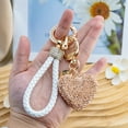 thumbnail image 3 of Cute Heart Keychain Black Wristlet Keychains For Women Girls Bling Key Chain Rhinestone Key Chains For Car Keys Purse Charms Handbag Backpack Accessories Rhinestone Keychain Sparkly, 3 of 4