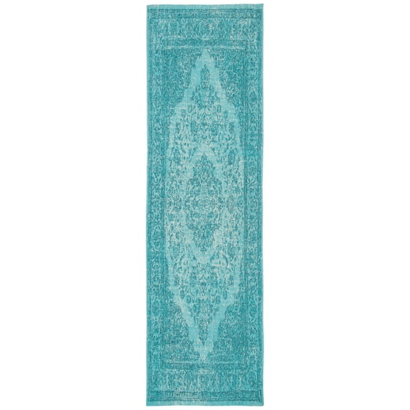 SAFAVIEH Classic Vintage Ivonette Oriental Cotton Runner Rug, Aqua, 2'4" x 8'