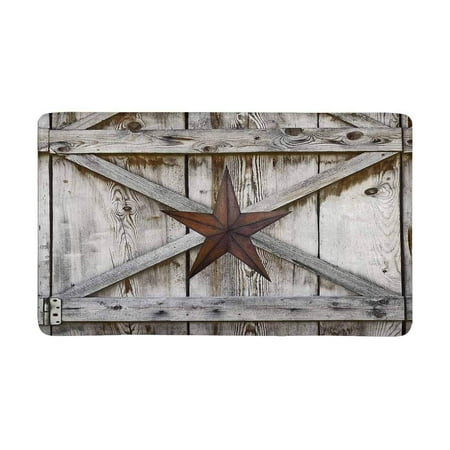 MKHERT Western Texas Star on Rustic Old Barn Wood Doormat Rug Home Decor Floor Mat Bath Mat 30x18