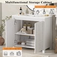 thumbnail image 4 of viswild 36" Bathroom Vanity with Ceramic Sink Vintage Espresso Durable Solid Wood Storage Cabinet Soft Close Doors Distressed Finish, Antique White, 4 of 9