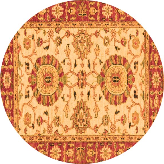 Ahgly Company Indoor Round Oriental Orange Traditional Area Rugs, 7' Round