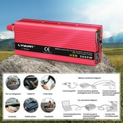 LVYUAN 2600 Watts Peak Power Inverter Modified Sine Wave DC 12V to AC 110V 120V Car Converter 2 AC Outlets + USB Adapter USB Charger for Car, RV, Camping & Home Backup Red